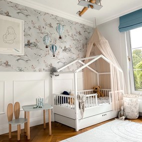 Łóżko domek z barierkami i szufladą 80x160 cm Dream Nest, biały