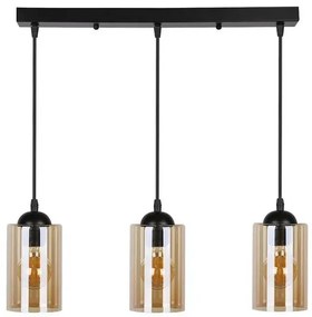 Nowoczesna lampa wisząca na listwie trzy brązowe klosze - 2X V142 M5-A66