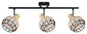 Czarno-kremowa lampa sufitowa z metalowo-rattanowym kloszem ø 12 cm Tajga – Candellux Lighting