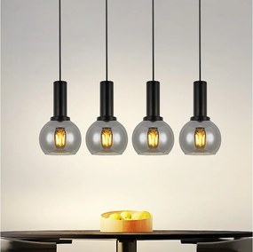 NETTLIFE Lampa wisząca do jadalni, szklana lampa wisząca, 4 płomienie, lampa do jadalni w stylu vintage, E27, retro