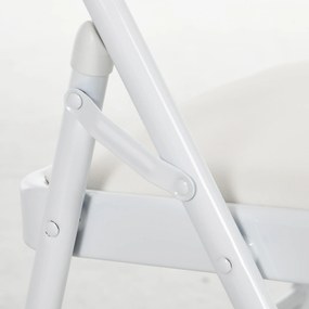 HOMCOM Zestaw 2 krzeseł składanych, Przenośne krzesła biurowe, Metalowe nogi, Fotel składany do biura, recepcji, poczekalni, Skaj, Biały