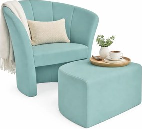 Miętowy fotel z wolnostojącym podnóżkiem do salonu S6-R32