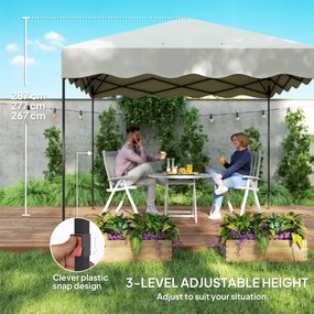 Outsunny 3 x 3 m Składany Pawilon, Regulowany Wysokością Pawilon Ogrodowy, z Torbą na Kółkach, do Ogrodu, Tarasu, Metal, Tkanina, Kremowy