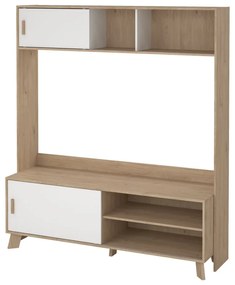 Biało-naturalny zestaw pod TV w dekorze dębu 159x181x48 cm Ikast – Tvilum