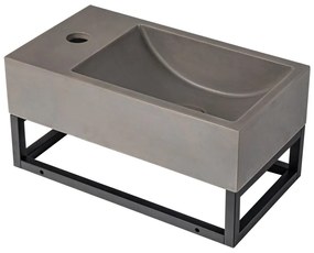 Umywalka wisząca betonowa ze stelażem - Bateria po lewej - szer. 40 x gł. 22 cm - UCHAMI