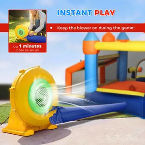 AIYAPLAY Dmuchany zamek 8-w-1 z dmuchawą, zjeżdżalnią, brodzikiem, trampoliną i ścianką wspinaczkową do użytku wewnątrz i na zewnątrz, 350x325x210 cm, wielokolorowy | Aosom PL