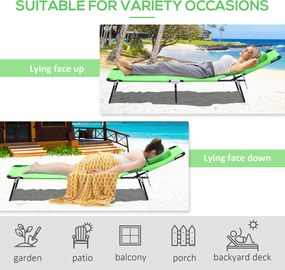 Outsunny Leżak Słoneczny z Okienkiem do Czytania i Poduszkami, Składany, Pokrycie wodoodporne, Metalowa rama, Zielony