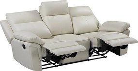 Kanapa 3-osobowa, 2-osobowa i fotel z funkcją relax ze skóry bawolej PAKITA - kość słoniowa