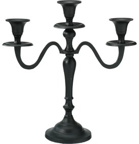 Metalowy świecznik 3-ramienny 29x10x30 cm, kolor czarny, dekoracja 1