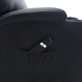 HOMCOM Fotel telewizyjny z funkcją podnoszenia i masażu sztuczna skóra czarny wygodny fotel do relaksu | Aosom PL