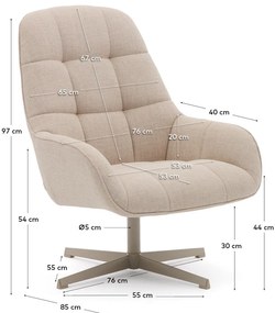 Beżowy obrotowy fotel Jaspe – Kave Home
