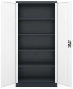 Biurowa szafa metalowa na akta JAN, 900 x 1850 x 400 mm, antracytowo-biała