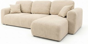 Stylowy narożnik rozkładany prawostronny BINGO L 245x148x87 cm w tkaninie Pop 6 kremowej