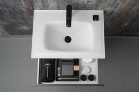 Szafka pod umywalkę NEO 60 cm biały połysk z oświetleniem LED KROFAM