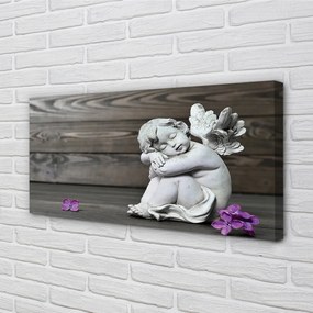 Duży obraz na płótnie Śpiący Anioł w Kwiatach na Deskach