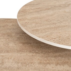 Zestaw Stolików Kawowych AVILA Trawertyn/Beż Nowoczesny