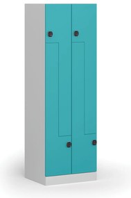 Szafka ubraniowa S1 Z, 4-drzwiowa, 1850 x 600 x 500 mm, demontaż, zamek kodowy, drzwi zielone