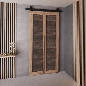 Drzwi Przesuwne QUDIO M1 Dąb Craft Złoty + Jesion Ciemny 80