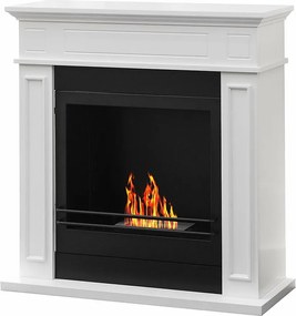 Kominek bioetanolowy JEFFERSON, stojący biokominek, biały, dł. 89,5 x wys. 90,5 x gł. 28