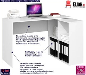 Białe Biurko Komputerowe Narożne Z Regałem Beżowy