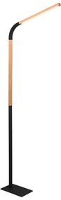 Czarna lampa stojąca LED z drewnianym kloszem (wys. 169,5 cm) Norris – Trio