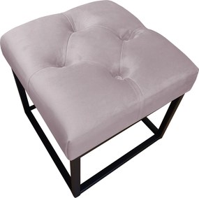 Pufa CHESTERFIELD tkanina Welur loft ławka podnóżek metal : Kolor Stelaża - Czarny , Kolor tkaniny - VELVET - MG55, Typ tkaniny - Velvet