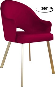Krzesło Velvet tkanina Welur noga metalowa : Kolor nogi - Złota profil, Kolor tkaniny - VELVET - MG31, Typ siedziska - Siedzisko obrotowe 360°