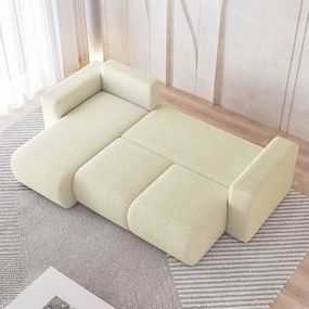 Masseno Narożnik RINOVA z funkcją spania i pojemnikiem na pościel Narozniki L, Rozkładana sofa - Kremowy, QUELLE 02
