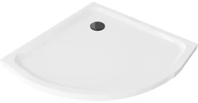 Mexen Flat brodzik półokrągły slim 70 x 70 cm, biały, syfon czarny - 41107070B