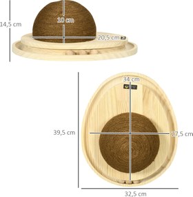 PawHut Zabawka interaktywna dla kotów 2 w 1 Drapak i zabawka z drewna sosnowego | Aosom PL