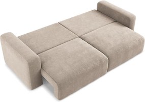 Beżowa rozkładana/ze schowkiem sofa z tkaniny szenilowej 252 cm Kona – Makamii