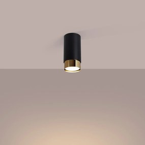 Plafon NERO 12,5 czarny/złoty tuba SOLLUX  LIGHTING