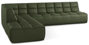 Zielony narożnik modułowy z imitacji skóry (strona zmienna) Kalai – Makamii