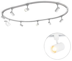 Nowoczesny system oświetlenia szynowego z 8 reflektorami białymi, 1-fazowy, owalny, 200 cm - Iconic Jeana