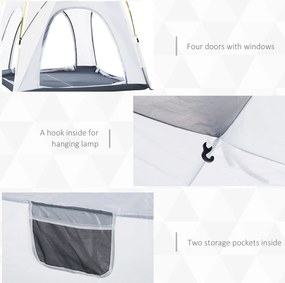 Outsunny Pop Up Namiot kopułowy dla 4 osób lekki, stabilny wodoodporny UV 50+ z drzwiami i oknami, plandeka