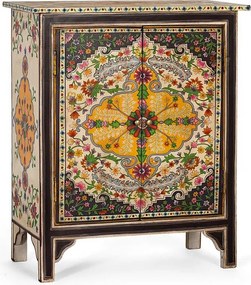 Wielobarwny bufet wykonany à la main z drewna manguier 80 cm