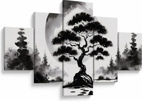 Obraz – Czarno-biały bonsai (125x70 cm)