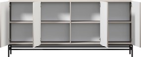 Komoda Lorini 200 cm czterodrzwiowa - kaszmir / czarne uchwyty T-bar / stelaż