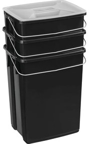 Czarne plastikowe kosze na śmieci zestaw 3 szt. 2x10+6 l do segregacji odpadów Biobox – Curver