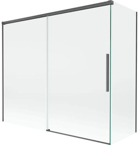 Mexen Rox parawan nawannowy 2-skrzydłowy rozsuwany 180 + 90 x 150 cm, transparent, gun gray szczotkowany - 8C9-180-090-66-00