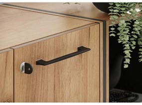 Antracytowo-naturalna szafka w dekorze dębu z zamkiem 75x120x40 cm Podium – Germania