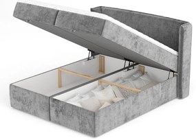 Szare łóżko boxspring ze schowkiem 160x200 cm Passion – Maison de Rêve