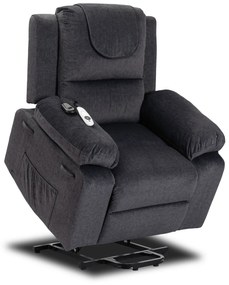 Fotel Masujący FENIX z Funkcją Wstawania Elektrycznie Rozkładany Ciemny Popiel Nowoczesny