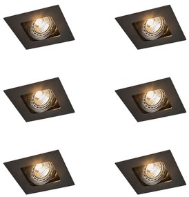 Zestaw 6 kwadratowych reflektorów wpuszczanych czarnych z regulacją - Artemis