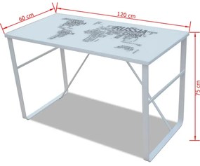 Szklane białe biurko z nadrukiem mapy świata - Owello 4X