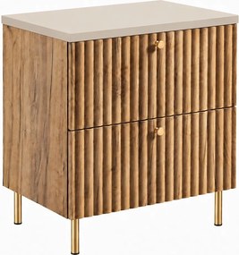 Szafka łazienkowa wisząca z blatem 60, dąb craft złoty + blat kaszmir, uchwyty w trzech kolorach, 60 x 44,4 x 58,6 cm