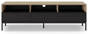 Czarna szafka pod TV w dekorze dębu 180x55 cm Marion – Marckeric