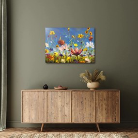 Malowany obraz kwitnącej łąki (70x50 cm)