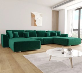 Zielony rozkładany narożnik U z pojemnikiem G9-G92