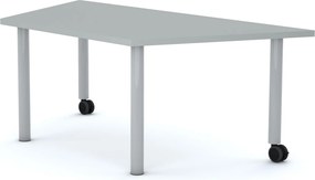 Stół szkolny z kółkami Move trapez 140x75 cm, rozmiar 4-6, blat szary / nogi szare